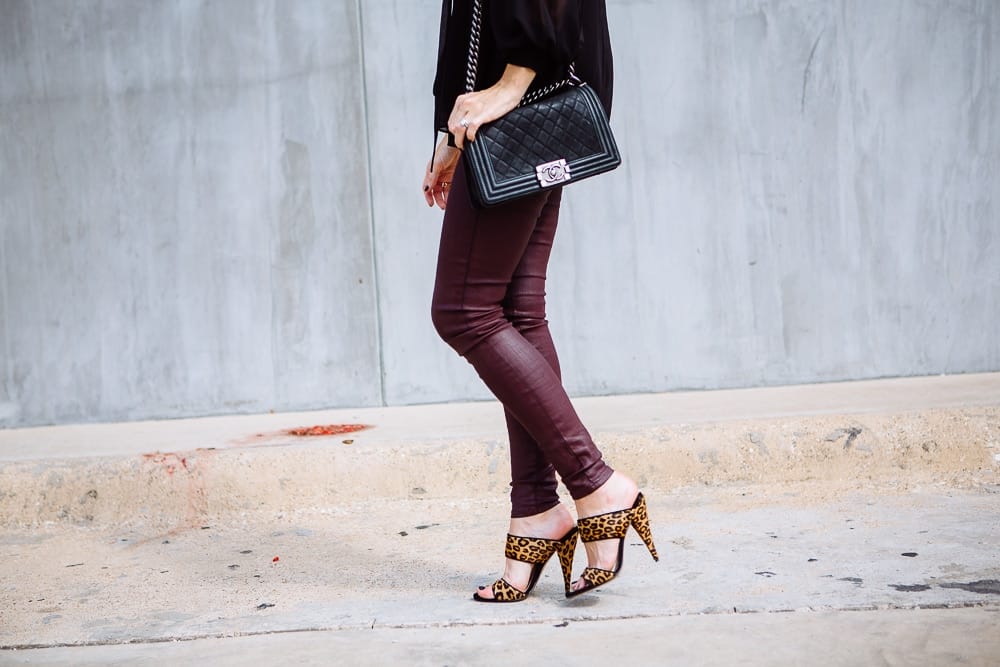 Burgundy leather pants 7
