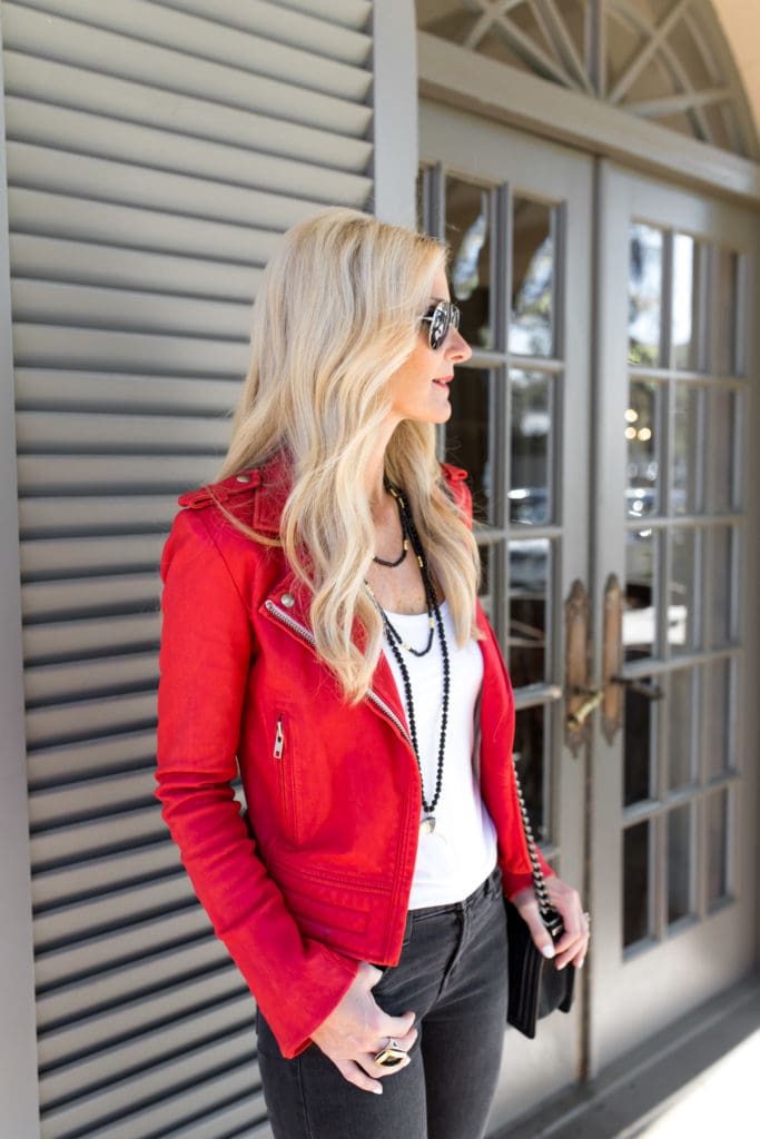 pustes op Utilfreds blast Iro Red Leather Jacket - So Heather | Dallas Fashion Blogger