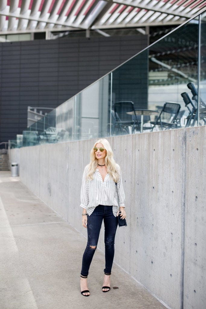 Boho Striped Top / Striped Cotton Top