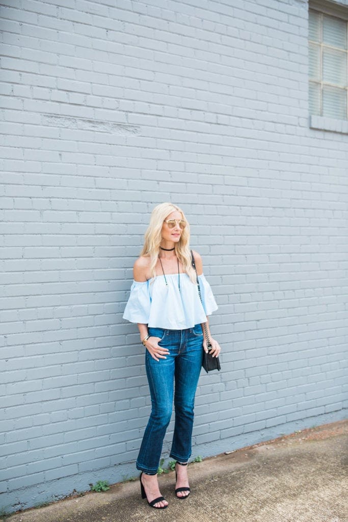Off the Shoulder Top, Dallas Fashion Blogger, Cropped Flares