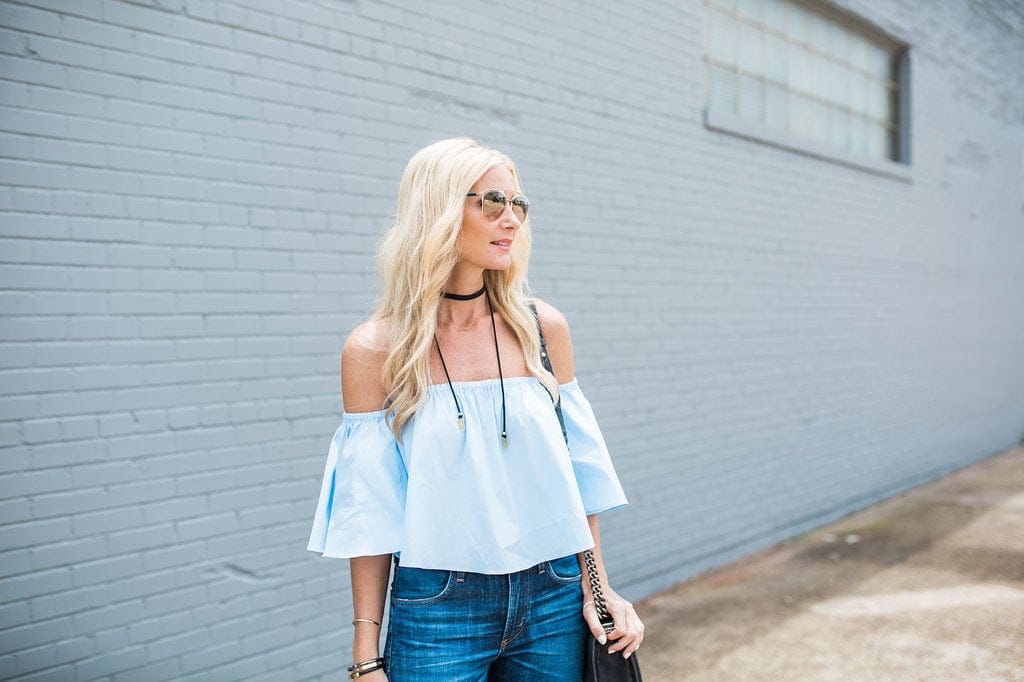 Heather Anderson, Dallas Style Blogger, Trendy Fashion Blogger, Off the Shoulder Top