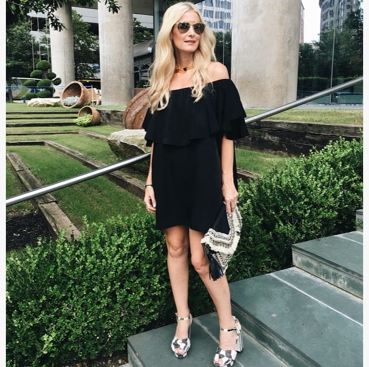 Black Off the Shoulder Dress / Black Ruffle Dress