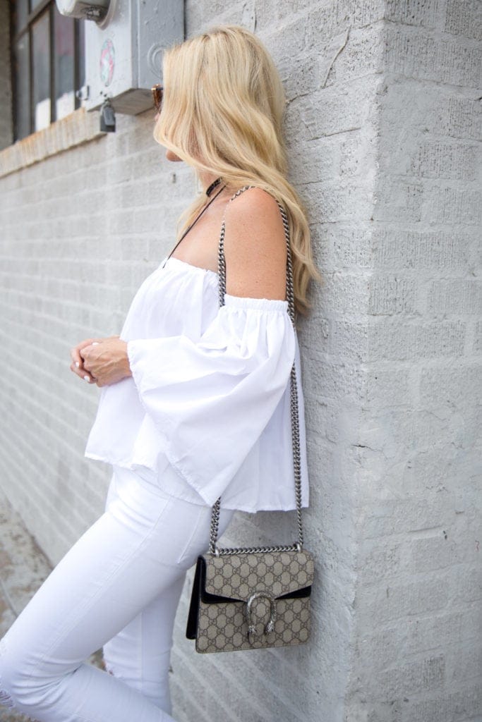 Gucci Handbag, Dallas Style Blogger, Off the Shoulder top
