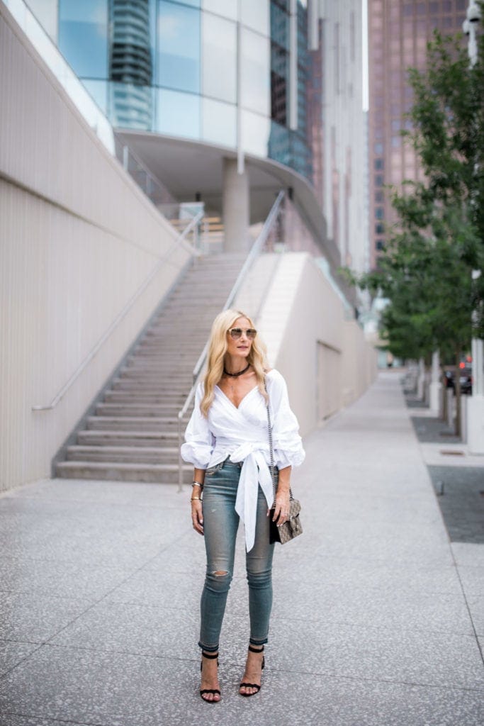 Storets white top, Dallas Fashion Blogger, Heather Anderson, Cropped Denim