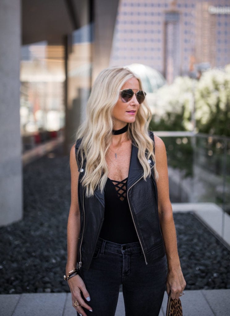 Lace Up Body Suit, Black Choker, Dallas Style Blogger, Heather Anderson