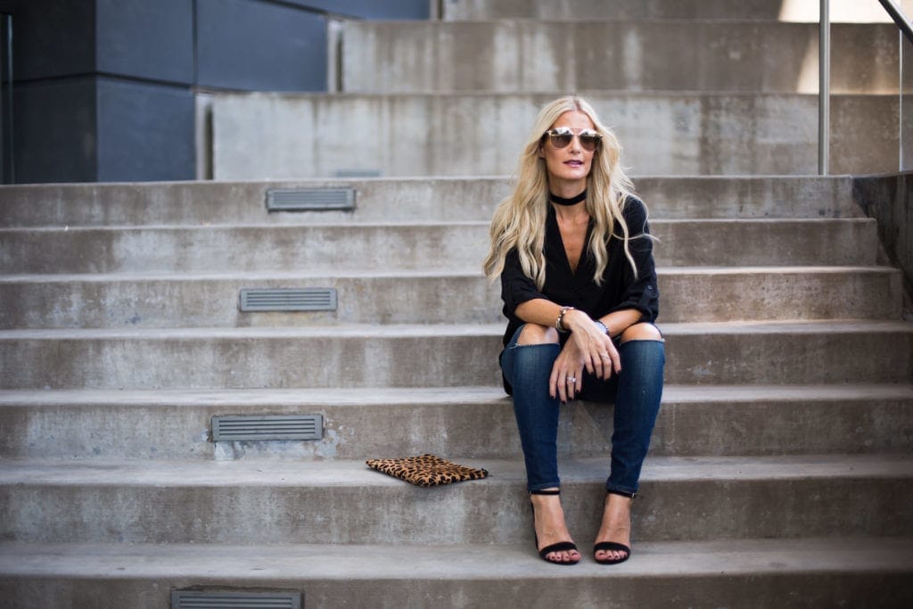 Alana High-Rise Crop, Dallas Style Blogger, Clare V Leopard Clutch 