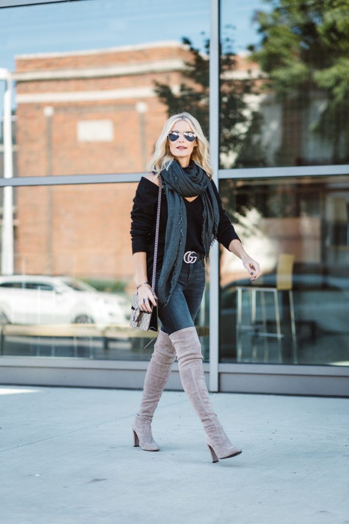 Gray Over the Knee Boots