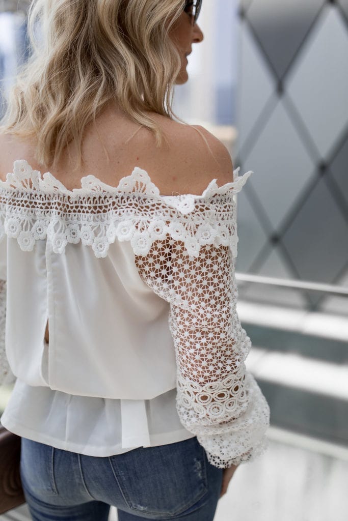 White Lace Off the Shoulder Top
