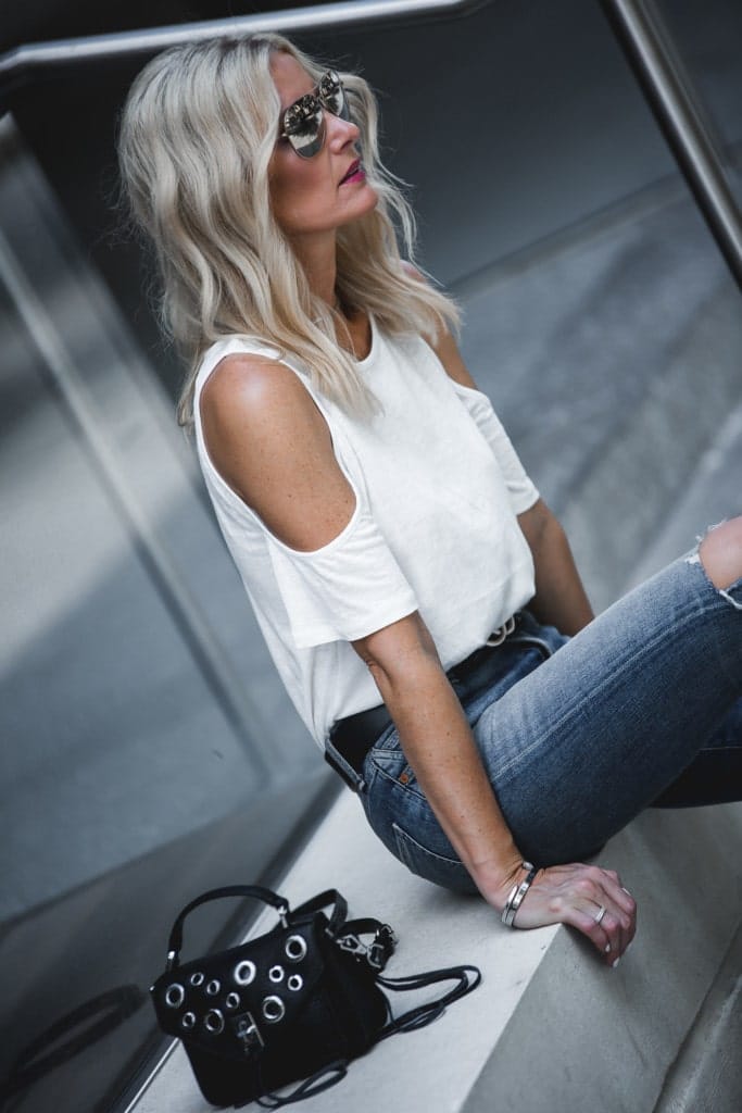 Cold Shoulder White Tee