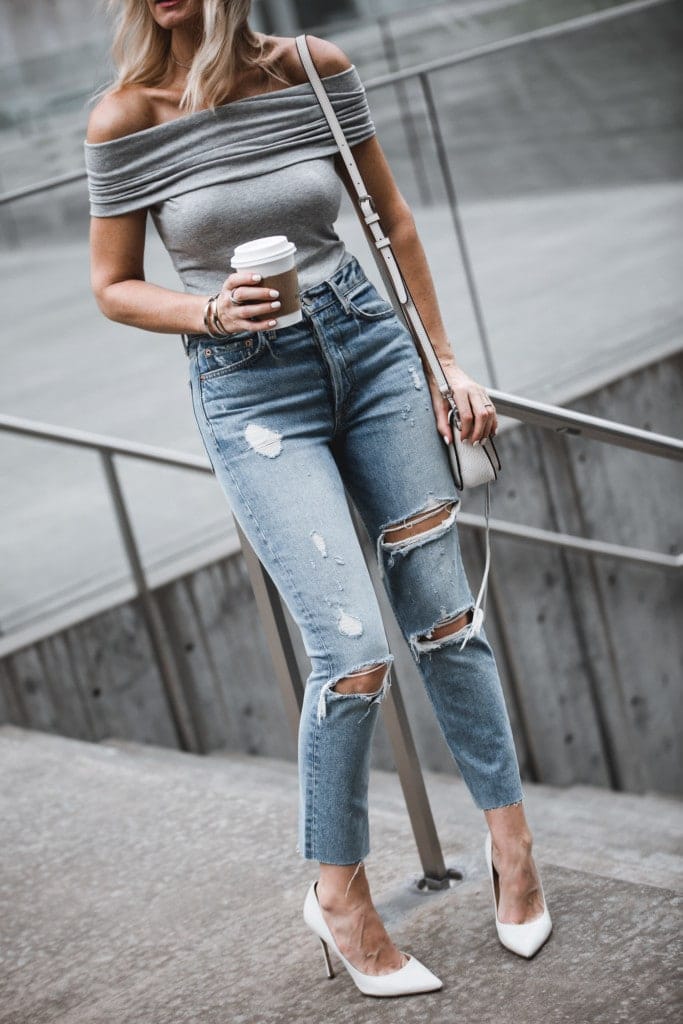 Grlfrnd High-Waisted Ripped Jeans