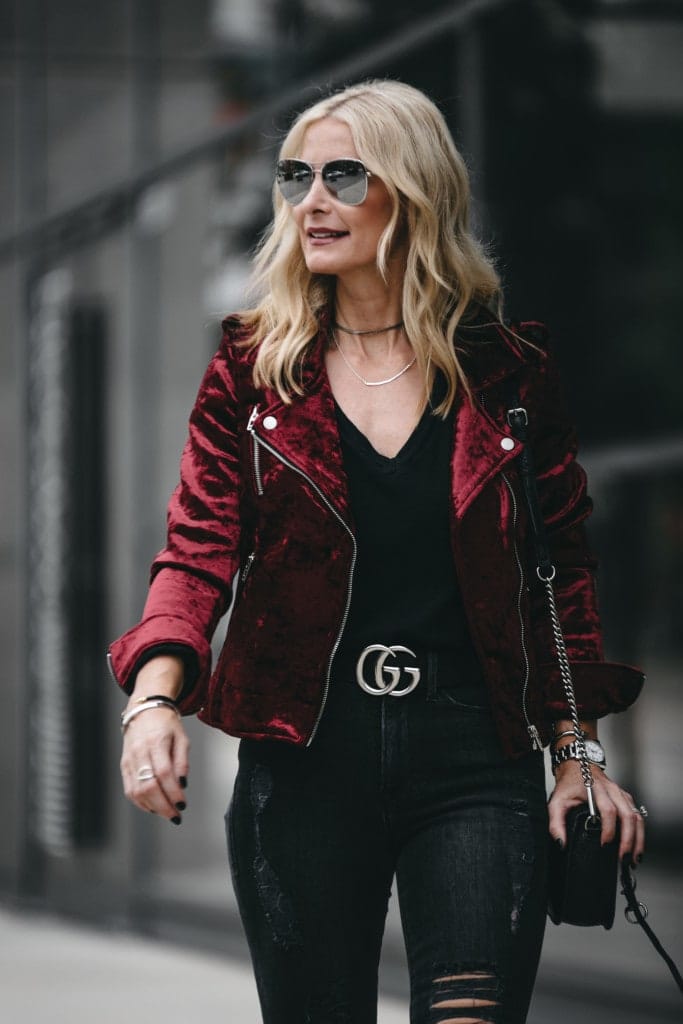 Burgundy velvet hot sale moto jacket