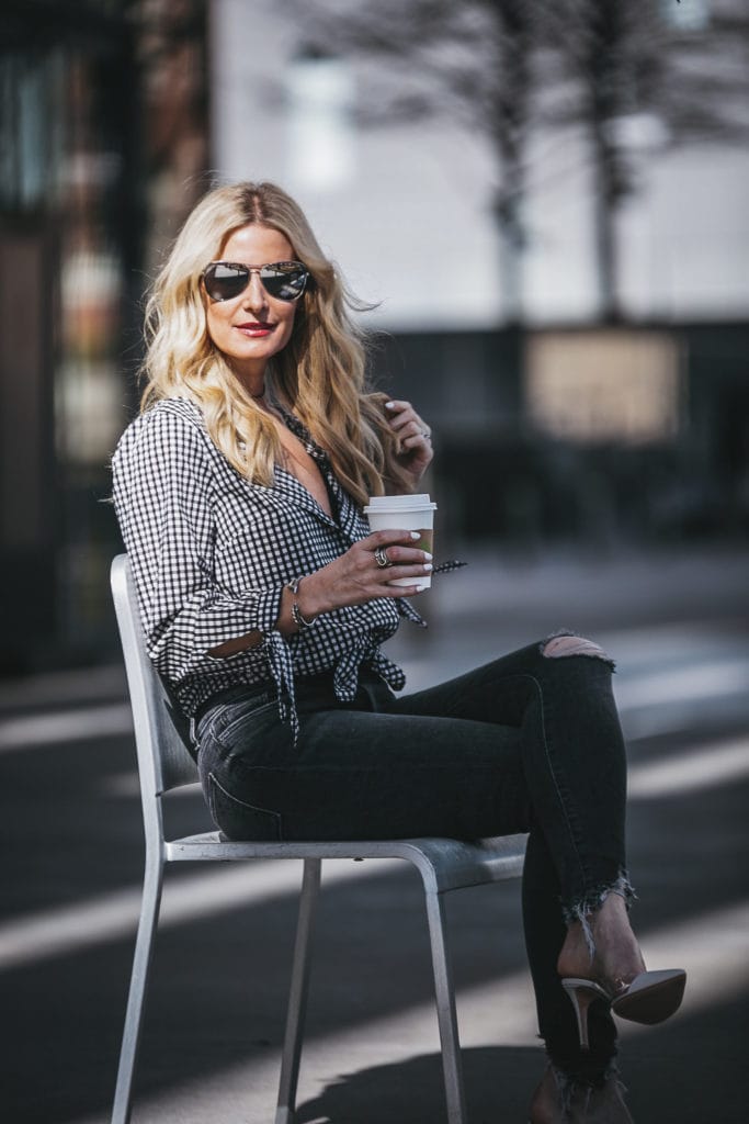 Dallas Fashion Blogger styling gingham top
