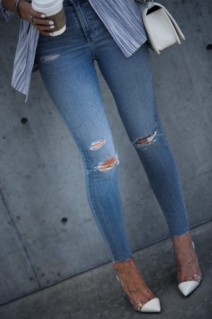 High waisted ripped jeans by AG