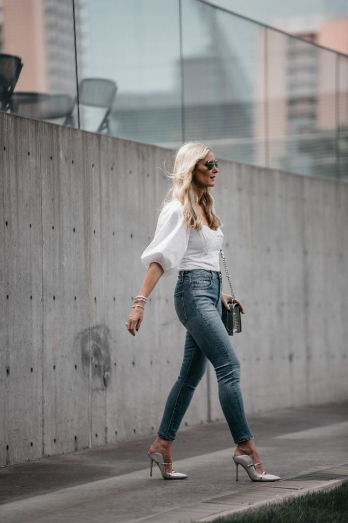 Dallas fashion blogger wearing Veronica Beard Jeans 