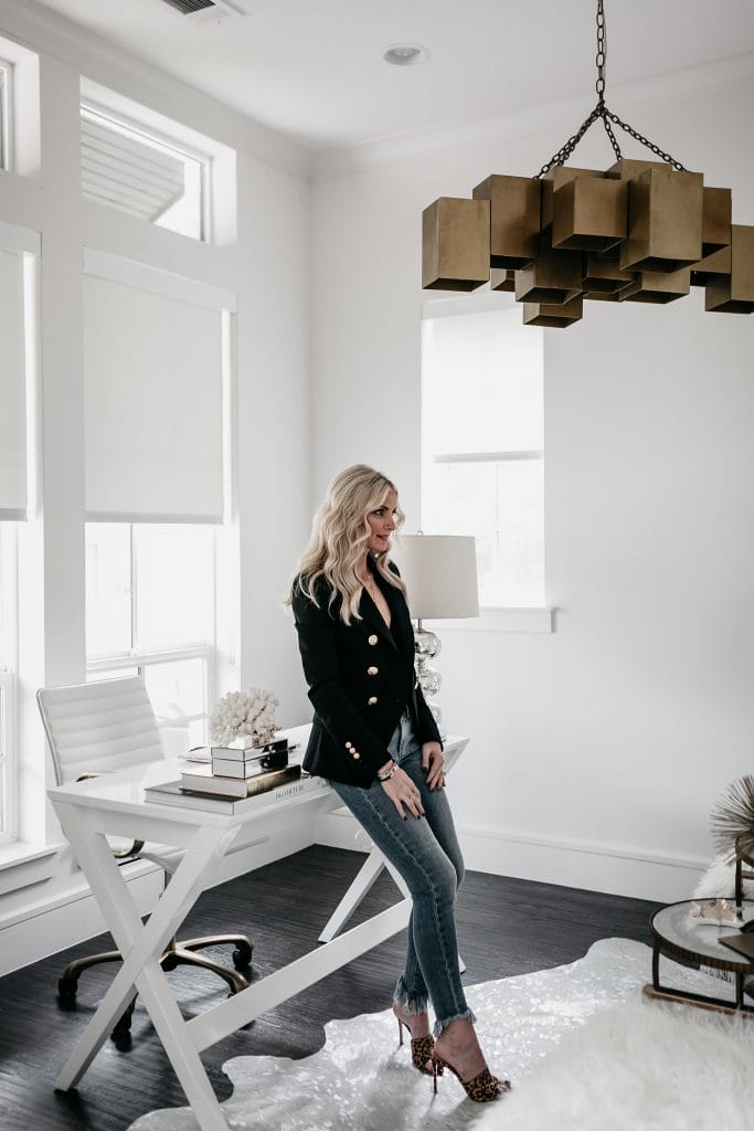 Dallas fashion blogger wearing Balmain Blazer: Home office reveal with Vistaprint