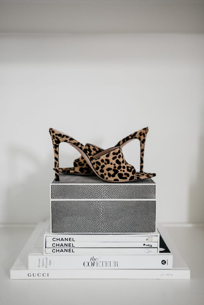 leopard slide pumps, blogger office decor