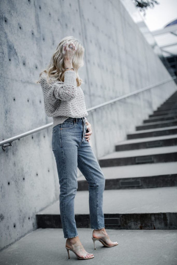 Spring Shoes - Dallas blogger wearing nude heels and Mom jeans 