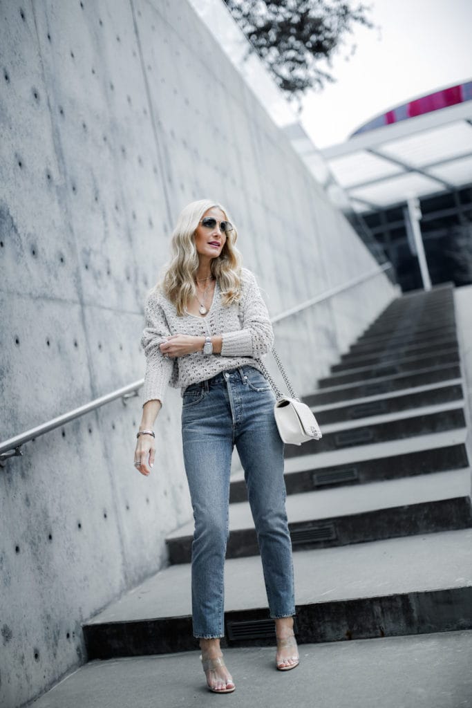 Spring Shoes & Dallas blogger wearing Citizens of Humanity jeans and transparent heels