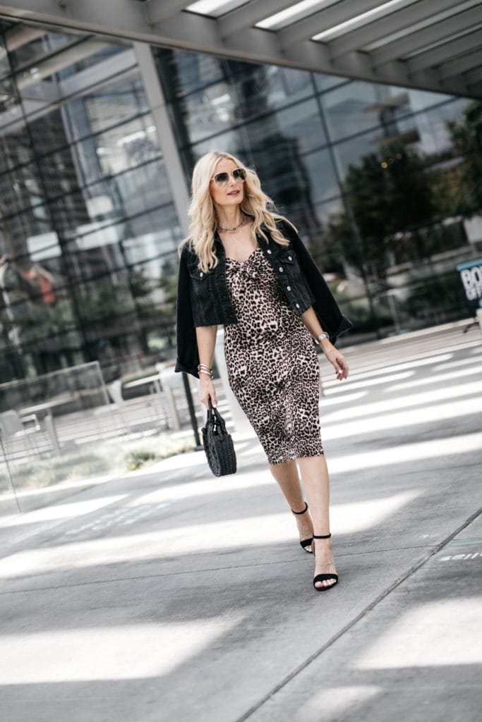 How to wear a midi dress Leopard midi dress from Walmart