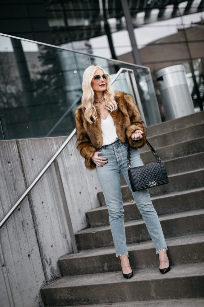 How to wear a faux fur jacket over 40
