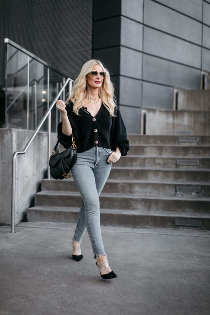 Cardigan and shop jeans outfit