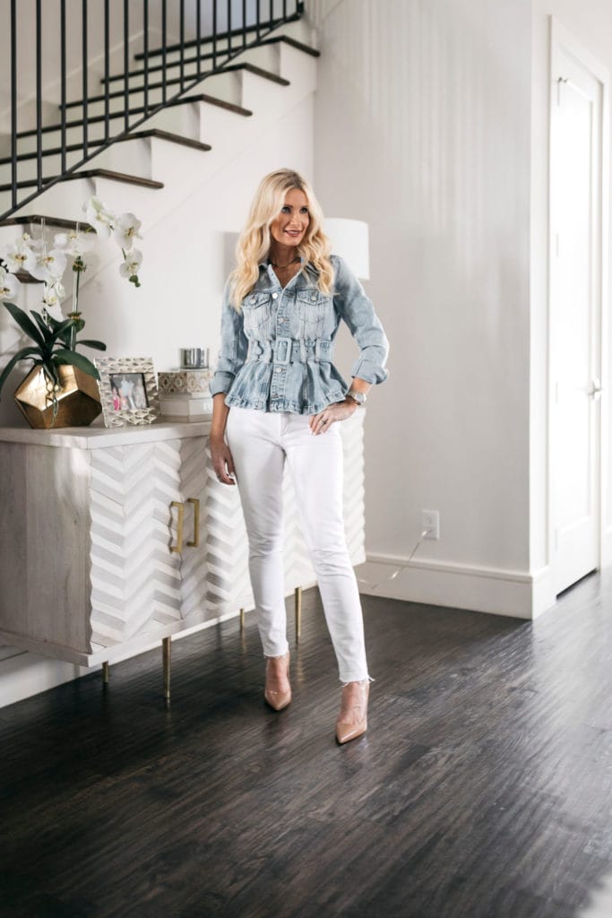 How To Rock Tight Jeans With White Kitten Heels - Chiclypoised