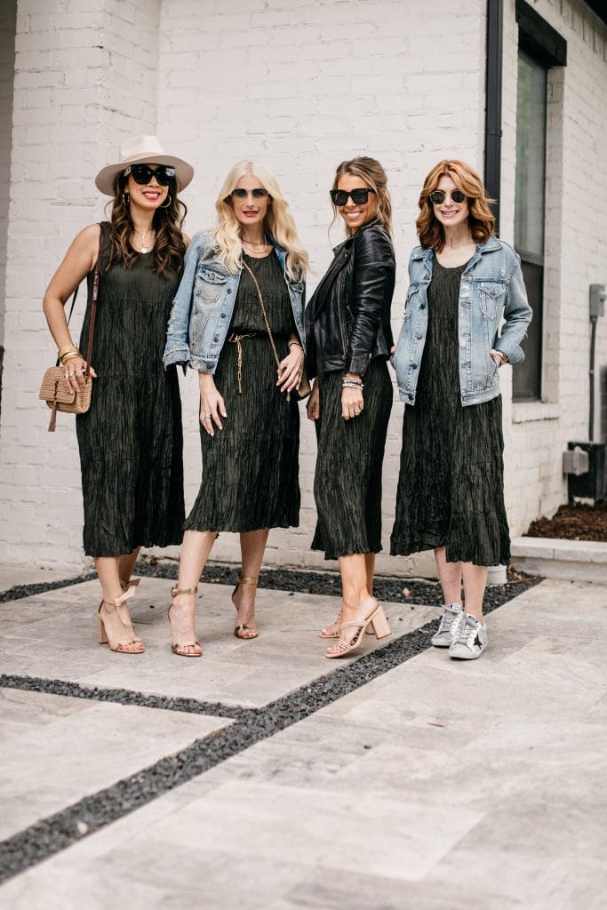So Heather blog and Chic At Every Age featuring an Eileen Fisher dress and denim jackets